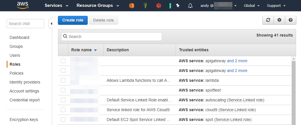 Daftar IAM Role di AWS Console