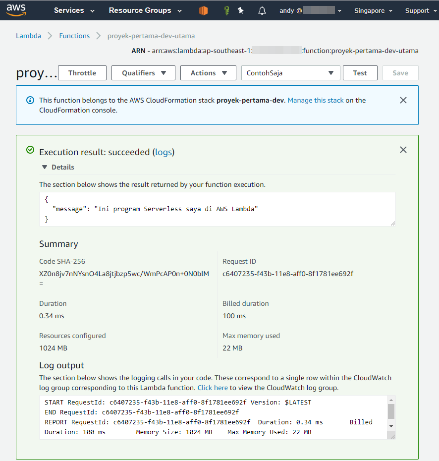 Menjalankan AWS Lambda